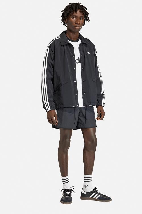 Black 3-STRIPES Coach Jacket - Black/Wht