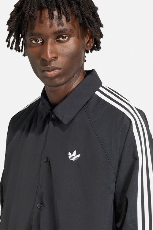 Black 3-STRIPES Coach Jacket - Black/Wht