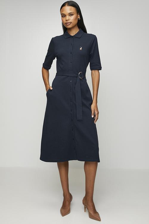 Wmn Elizabeth Flare Ss Golfer Dress - Carbon