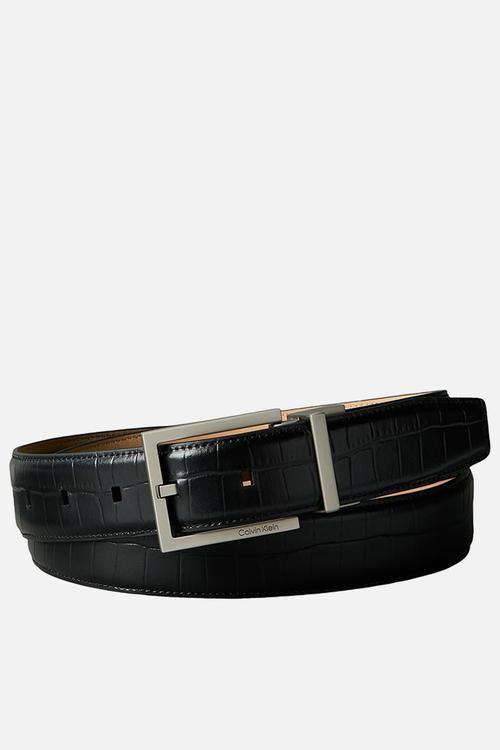 Square Buckle Croc 32Mm Adj - Black / Brushed Nickel