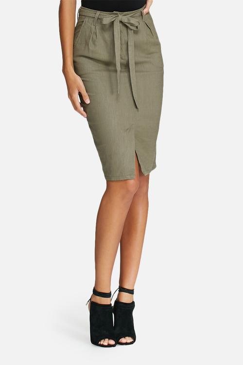 Linen pleated skirt