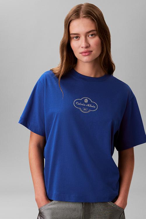 Short sleeve boxy coctail logo tee - admiral blue