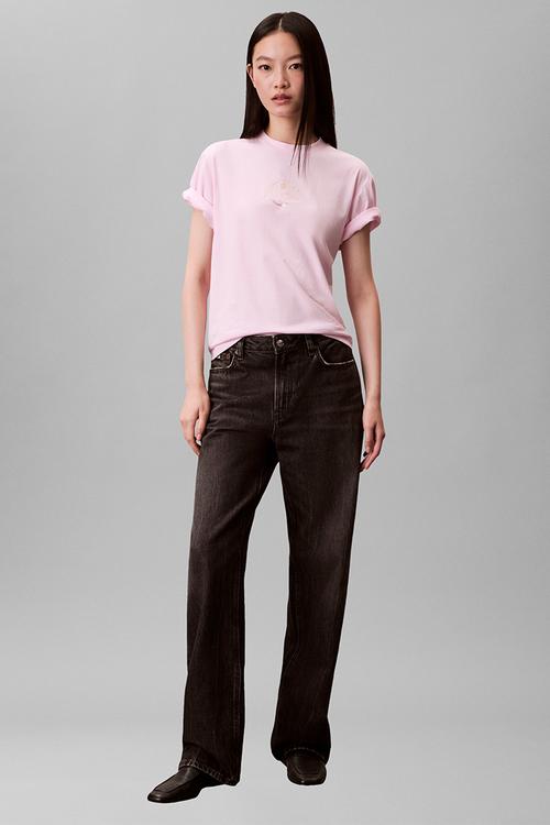 Short sleeve boxy cocktail logo tee - pearly pink