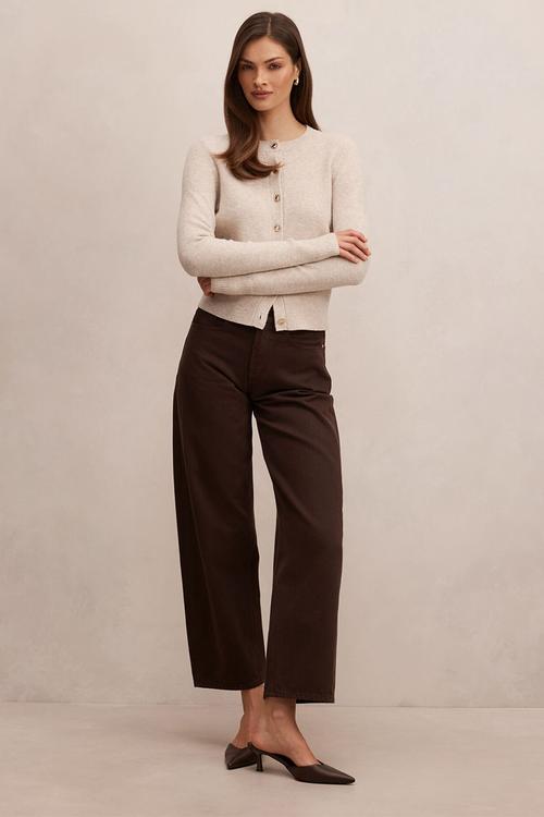 May Crew Neck Cardigan In Soft Oatmeal