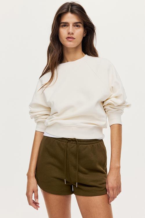 Sweatshirt shorts - dark khaki green