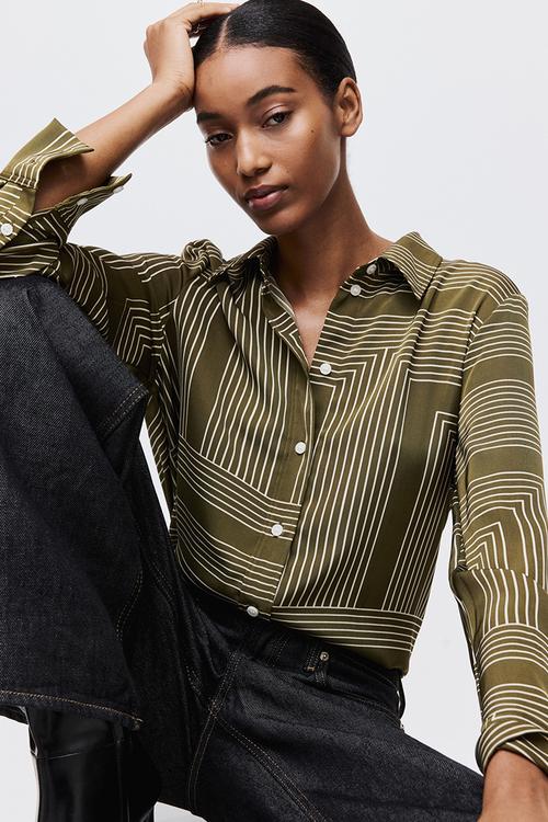 Shirt - khaki green/patterned