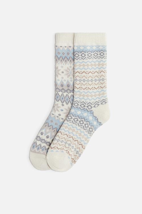 2-pack socks - cream/blue patterned