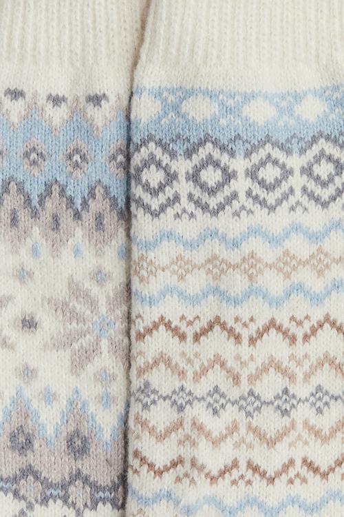 2-pack socks - cream/blue patterned