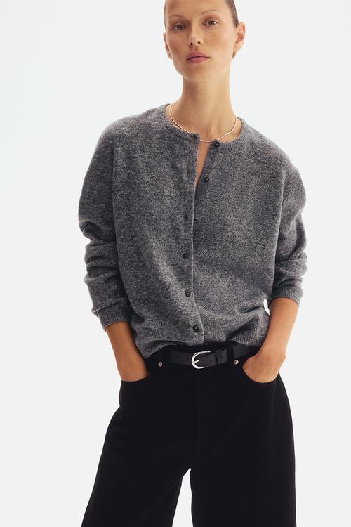 Loose-fit cardigan - grey marl