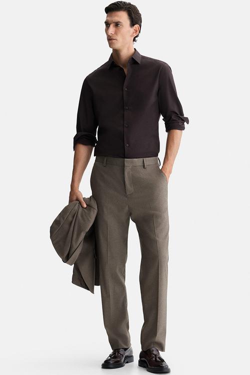 Slim fit easy-iron shirt - dark brown