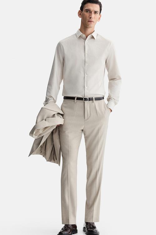 Slim fit easy-iron shirt - light beige