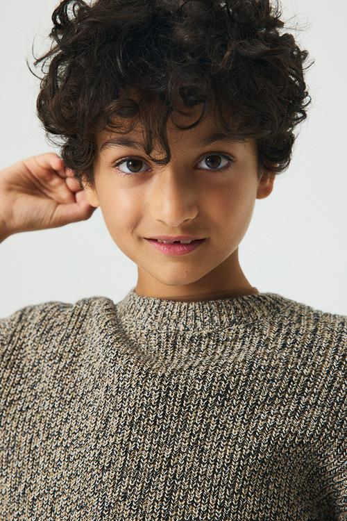 Rib-knit cotton jumper - beige marl