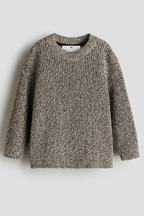 Rib-knit cotton jumper - beige marl