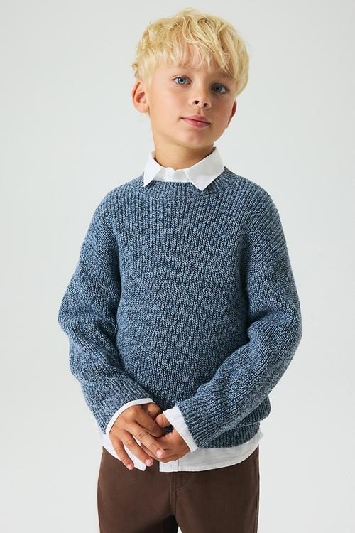 Rib-knit cotton jumper - dusty blue