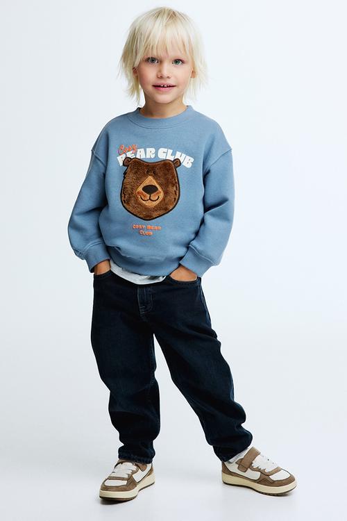 Printed crew-neck sweatshirt - blue/cosy bear club