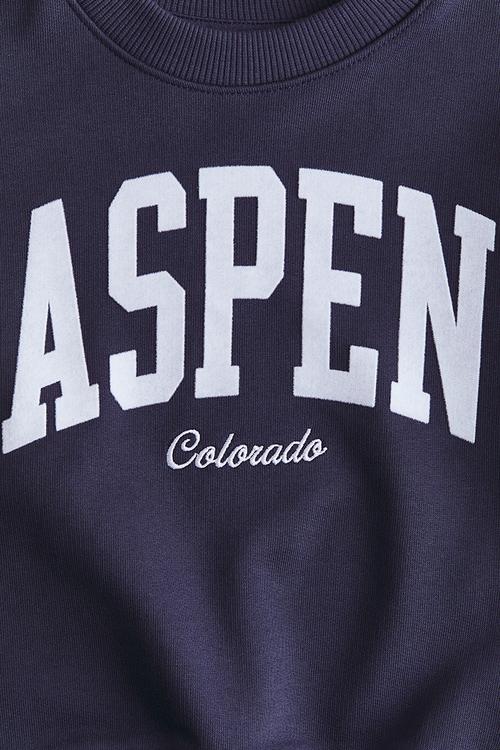 Printed crew-neck sweatshirt - navy blue/aspen