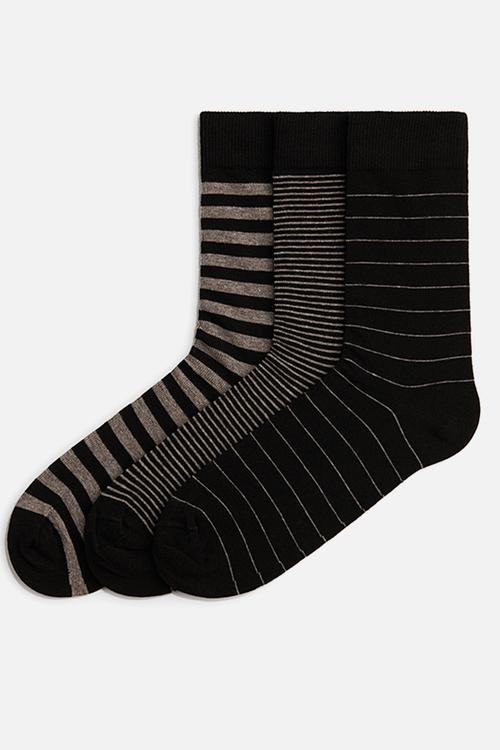 3-pack socks - black/beige striped