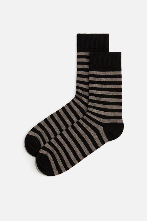 3-pack socks - black/beige striped