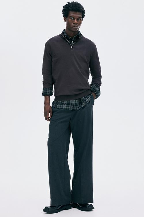 Regular fit zip-top jumper - dark brown