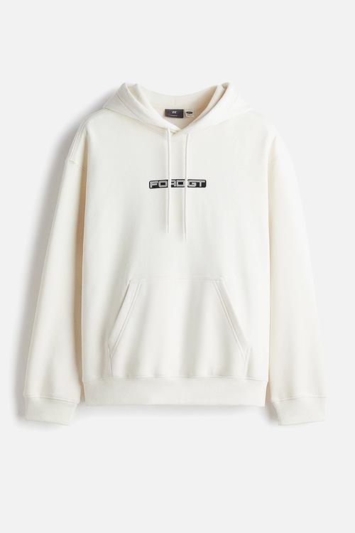 Loose fit printed hoodie - white/ford