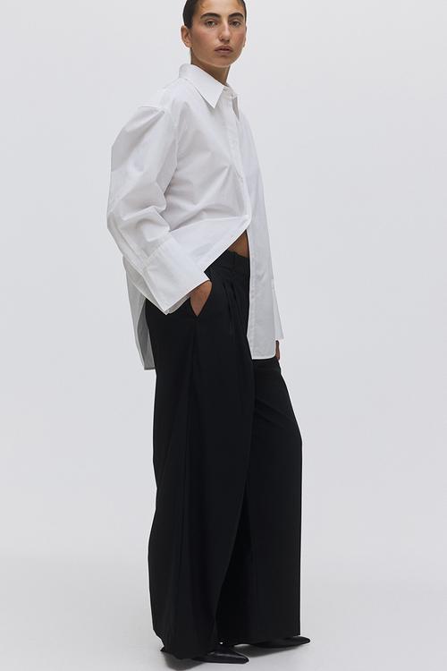 Wide tailored trousers - black