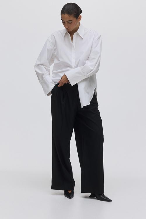 Wide tailored trousers - black