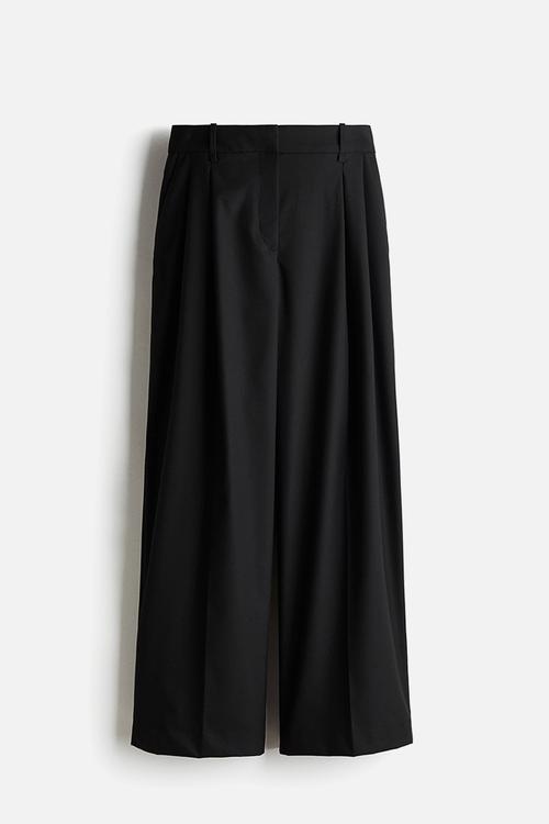 Wide tailored trousers - black