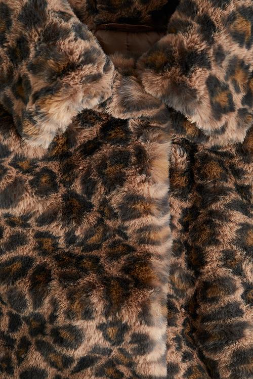 Fluffy jacket - beige/leopard print