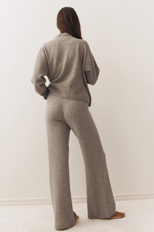 Knitted trousers - beige marl