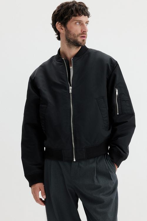 Nylon bomber jacket - black