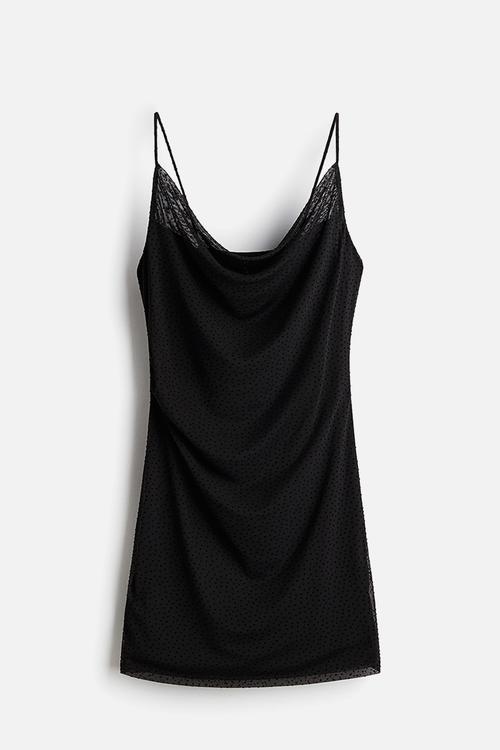 Draped strappy dress - black