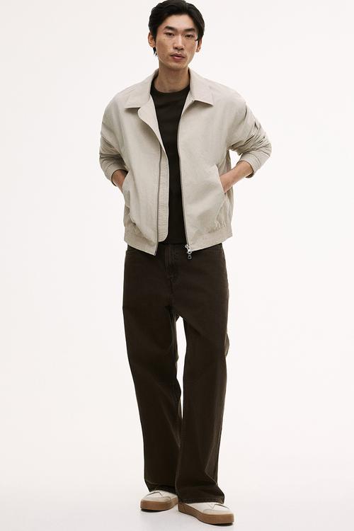 Collared bomber jacket - beige