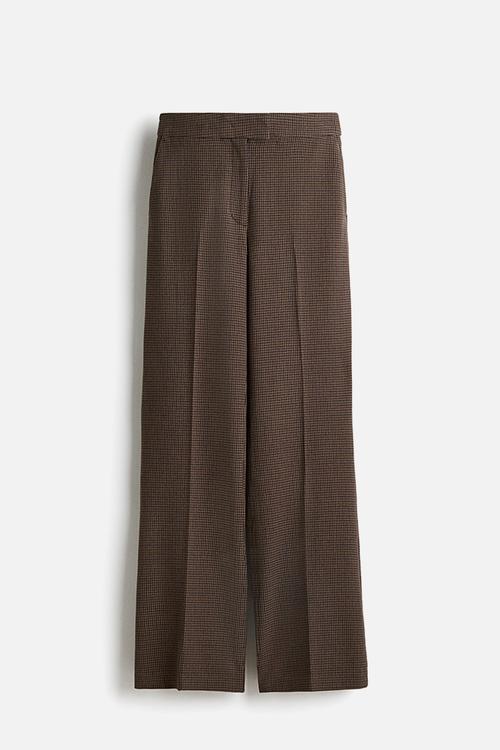 Bootcut trousers - dark beige/dogtooth pattern