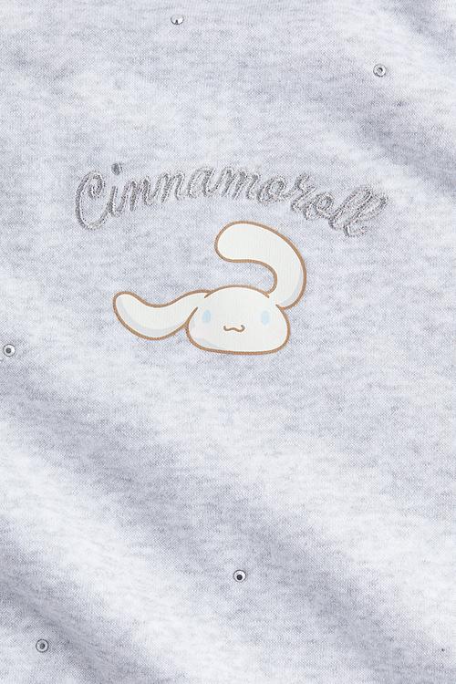 Motif-detail hoodie - light grey marl/cinnamoroll
