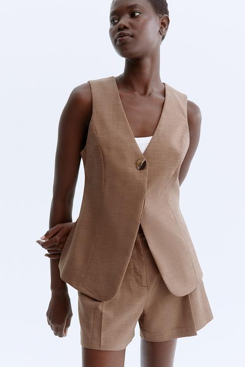 V-neck waistcoat - brown