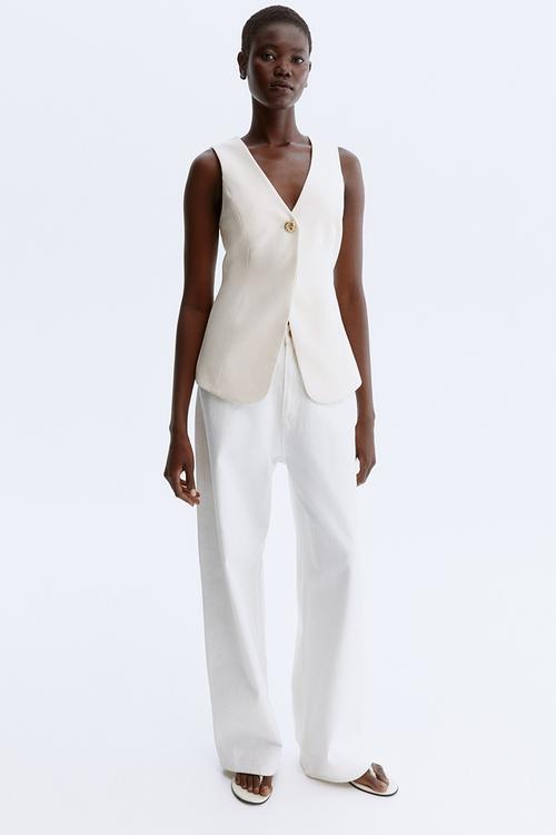 V-neck waistcoat - cream