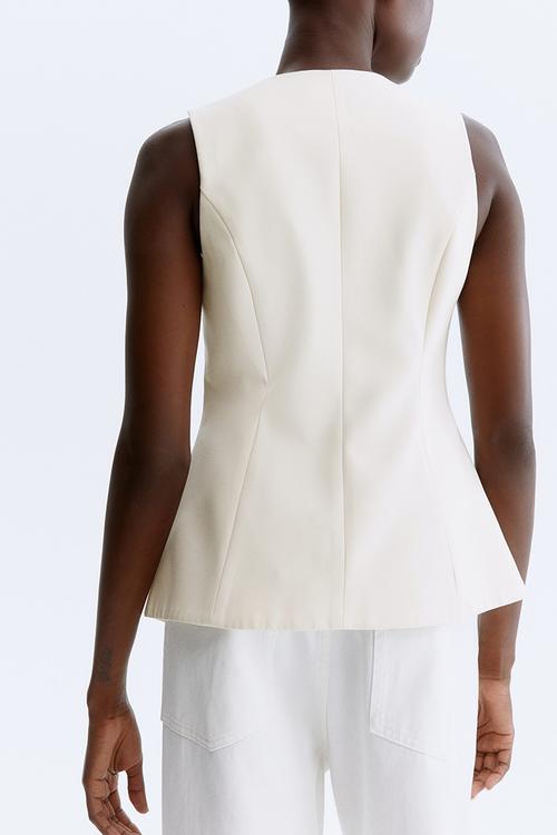 V-neck waistcoat - cream