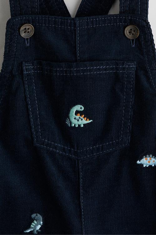 2-piece dungarees and top set - navy blue/white