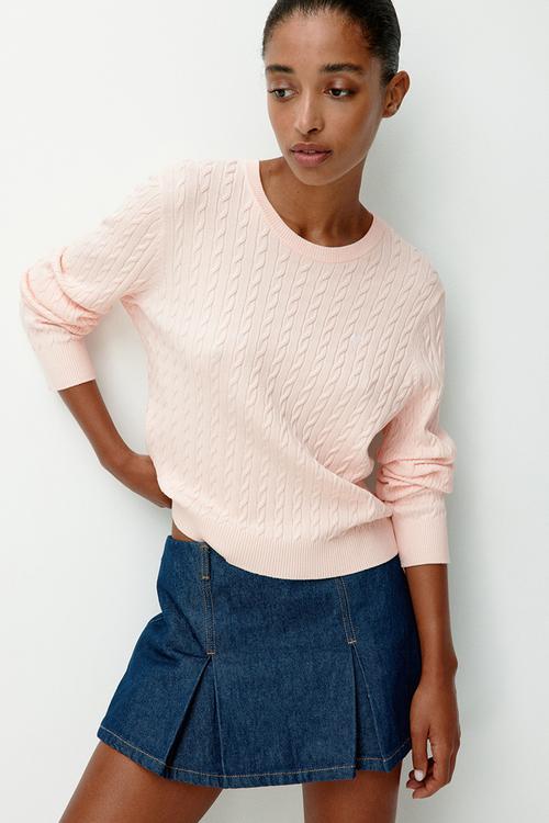 Cable-knit jumper - light pink