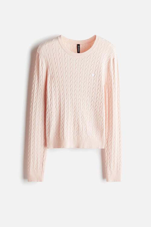 Cable-knit jumper - light pink