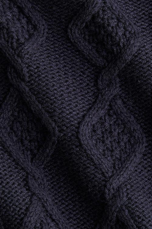 Cable-knit jumper - navy blue