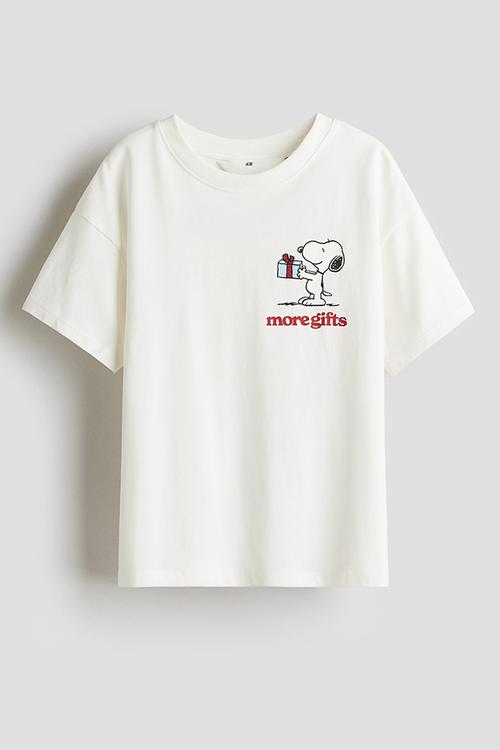 Loose-fit printed cotton t-shirt - white/snoopy