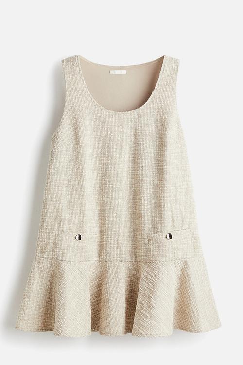 Jacquard-weave dress - light beige