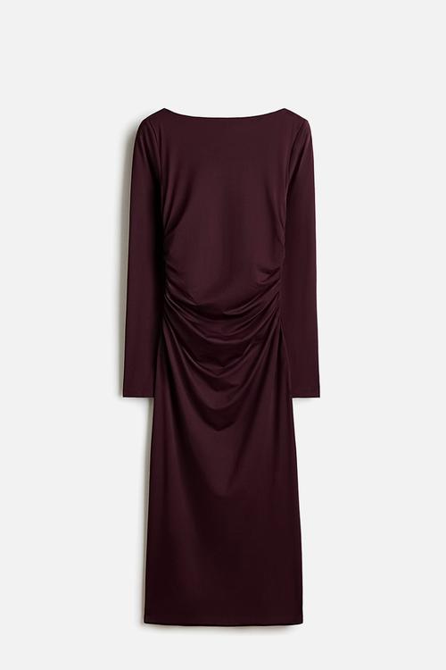 Draped bodycon dress - burgundy