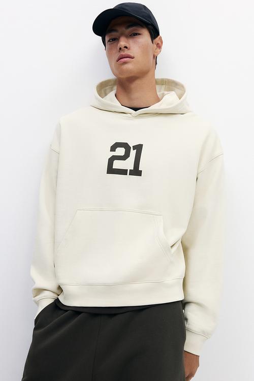 Oversized fit boxy hoodie - light beige/21