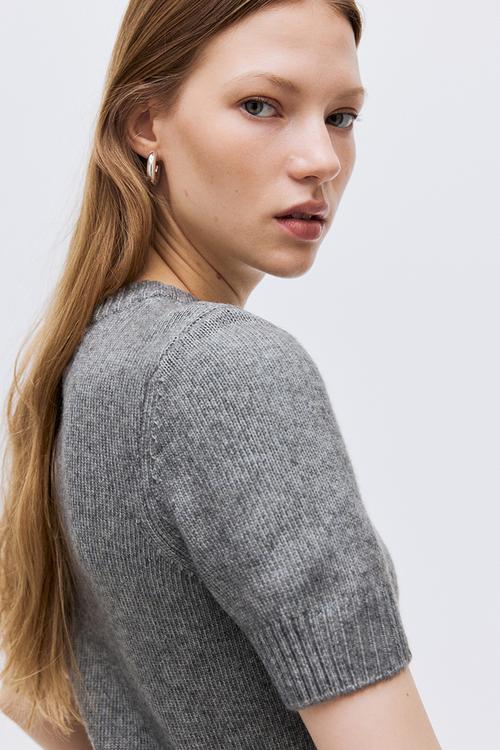 Short-sleeved jumper - grey marl
