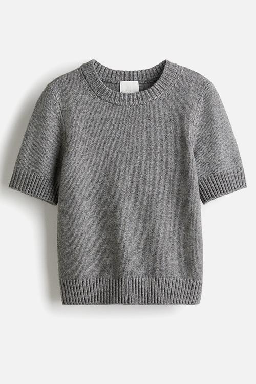 Short-sleeved jumper - grey marl
