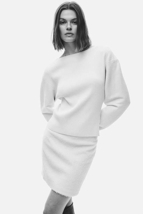Rib-knit top - light beige