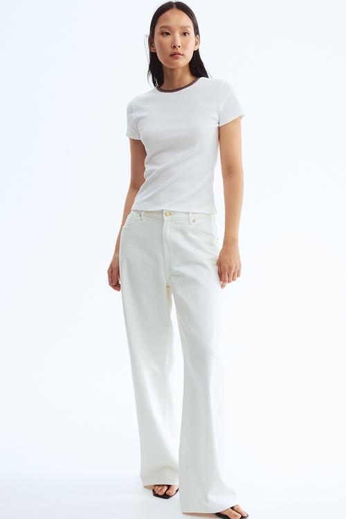 Rib-knit T-shirt - white
