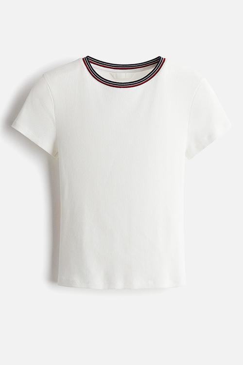Rib-knit T-shirt - white